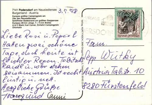 46979 - Burgenland - Podersdorf , Camping am Neusiedlersee , Mehrbildkarte - gelaufen 1998