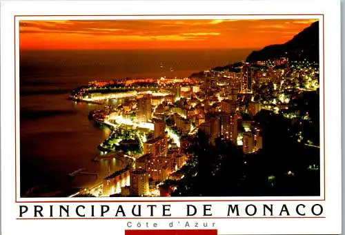 46995 - Monaco - Cote D'Azur , Crepuscule sur la Principaute , Panorama - gelaufen 1996