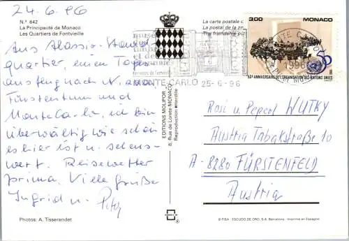 47018 - Monaco - Monte Carlo , Mehrbildkarte - gelaufen 1996