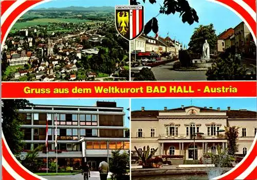 47026 - Oberösterreich - Bad Hall , Tassilobrunnen , Hauptplatz , Kurhaus - gelaufen