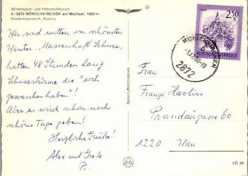47073 - Niederösterreich - Mönichkirchen , Wechsel , Mehrbildkarte - gelaufen 1980