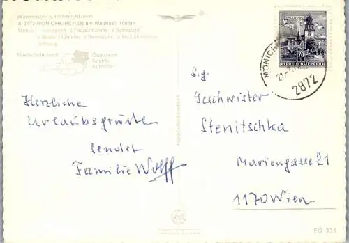 47087 - Niederösterreich - Mönichkirchen , am Wechsel , Schwaig , Mehrbildkarte - gelaufen