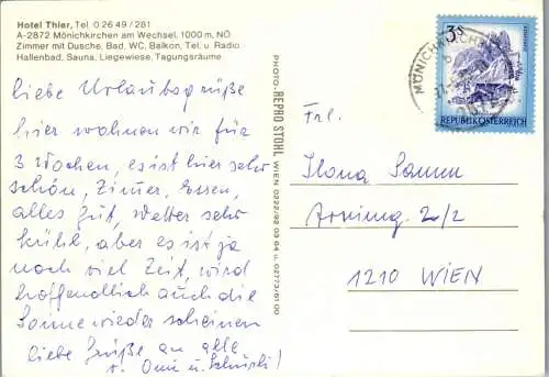 47095 - Niederösterreich - Mönichkirchen , am Wechsel , Hotel Thier - gelaufen 1983