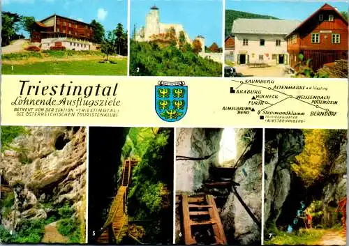 47123 - Niederösterreich - Triestigtal , Hocheckhaus , Araburg bei Kaumberg , Türkenloch , Lange Brücke - gelaufen 1984