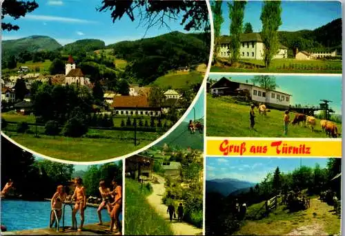 47129 - Niederösterreich - Türnitz , Freibad , Schwimmbad , Mehrbildkarte - gelaufen 1977