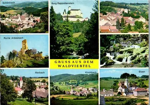 47138 - Niederösterreich - Waldviertel , Schönbach , Ruine Arbesbach , Marbach , Etzen , Mehrbildkarte - gelaufen 1977