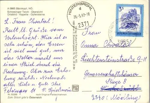 47147 - Niederösterreich - Bärnkopf , Waldviertel , Schlesinger Teich , Opferstein , Mehrbildkarte - gelaufen 1982