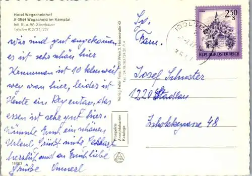 47157 - Niederösterreich - Wegscheid , im Kamptal , Hotel Wegscheidhof , E. u. W. Steinhauer - gelaufen 1977