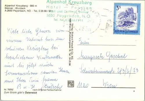 47179 - Niederösterreich - Payerbach , Alpenhof Kreuzberg , Steiner Wurdack - gelaufen