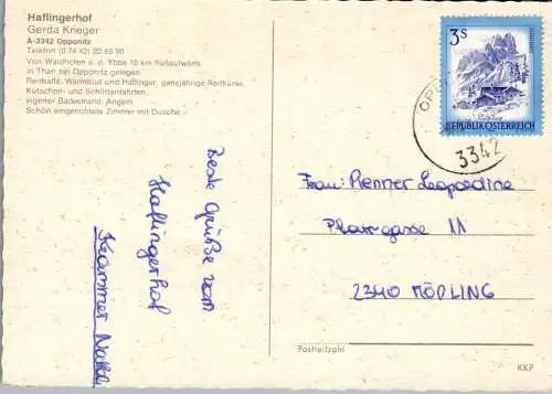 47194 - Niederösterreich - Opponitz , Haflingerhof Gerda Krieger - gelaufen 1981