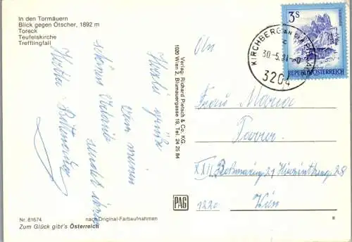 47196 - Niederösterreich - Tormäuer , Blick gegen Ötscher , Toreck , Teufelskirche , Trefflingfall - gelaufen 1981