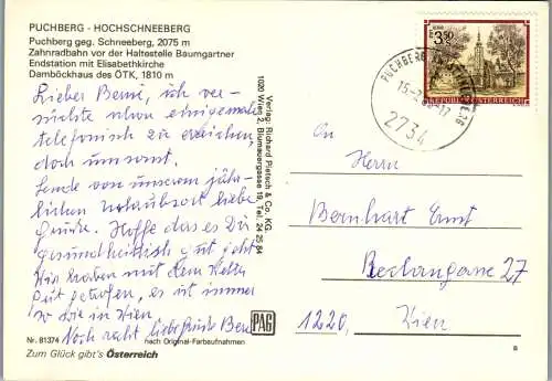 47215 - Niederösterreich - Puchberg am Schneeberg , Zahnradbahn , Haltestelle Baumgartner , Damböckhaus - gel
