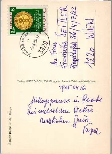 47223 - Niederösterreich - Raabs an der Thaya , Schloß Raabs - gelaufen 1985