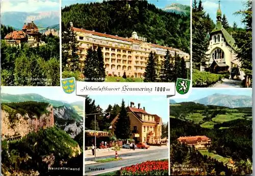 47257 - Niederösterreich - Semmering , Südbahnhotel , Weinzettelwand , Hotel Panhans , Passhöhe , Kirche - gel. 1970