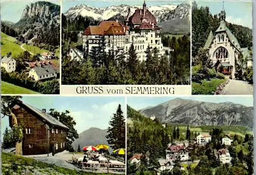 47259 - Niederösterreich - Semmering , Adlitzgraben , Polleroswand , Südbahnhotel gegen Rax , Pinkenkogelhaus