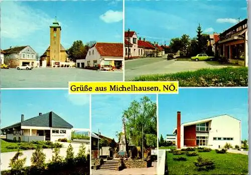 47284 - Niederösterreich - Michelhausen , Kirche , Ortsmotiv , Kindergarten , Kriegerdenkmal , Schule - gelaufen 1982
