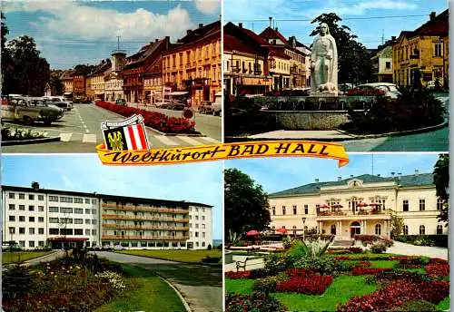 47349 - Oberösterreich - Bad Hall , Hauptplatz , Tassilo Brunnen , Kurhaus - gelaufen 1979