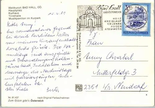 47350 - Oberösterreich - Bad Hall , Hauptplatz , Trinkhalle , Musikpavillon - gelaufen 1981