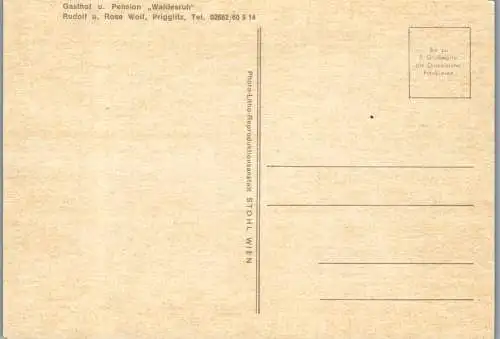 47366 - Niederösterreich - Prigglitz , Gasthof u. Pension Waldesruh , Rudolg u. Rosa Wolf - nicht gelaufen