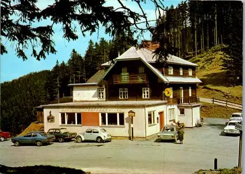 47378 - Steiermark - Steinhaus am Semmering , Pfaffensattel , Gasthaus , Auto , VW Käfer , Fam. Gansterer - gel. 1980