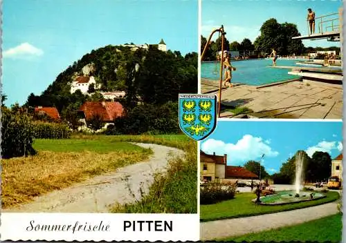 47379 - Niederösterreich - Pitten , Schloßberg , Springbrunnen , Schwimmbad , Freibad - nicht gelaufen
