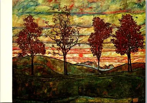 47403 - Vier Bäume - Egon Schiele , Österreichische Galerie Wien - nicht gelaufen