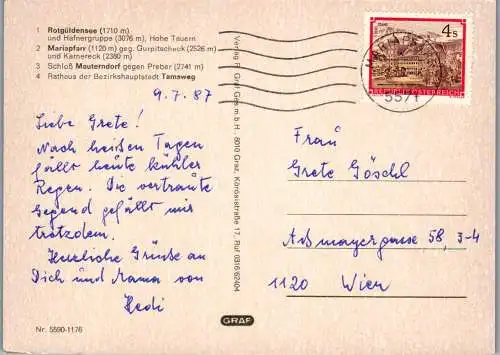 47424 - Salzburg - Lungau , Rotgüldensee u. Hafnergruppe , Mariapfarr , Mauterndorf , Tamsweg - gelaufen 1987