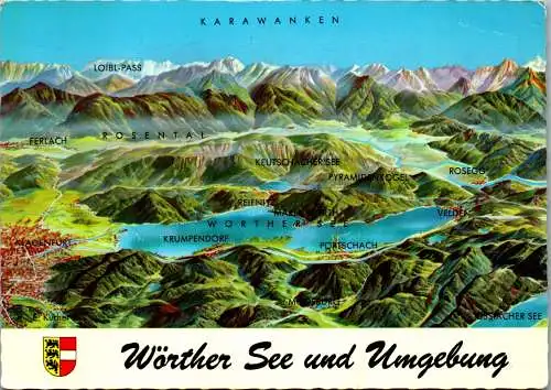 47426 - Kärnten - Wörther See , und Umgebung , Karawanken , Landkarte - gelaufen