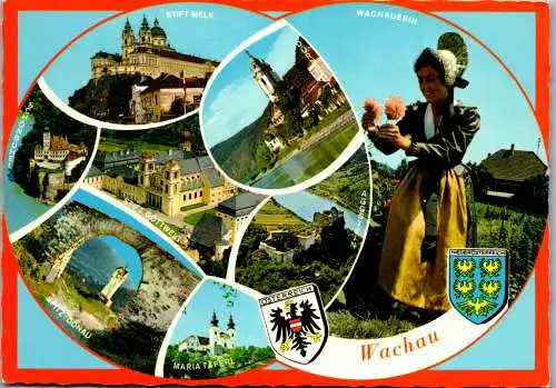 47442 - Niederösterreich - Wachau , Stift Melk , Wachauerin , Tracht , Maria Taferl , Aggstein - gelaufen