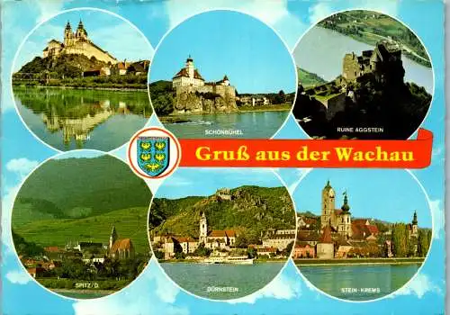 47445 - Niederösterreich - Wachau , Spitz , Dürnstein , Stein Krems , Melk , Schönbühel , Mehrbildkarte - gelaufen