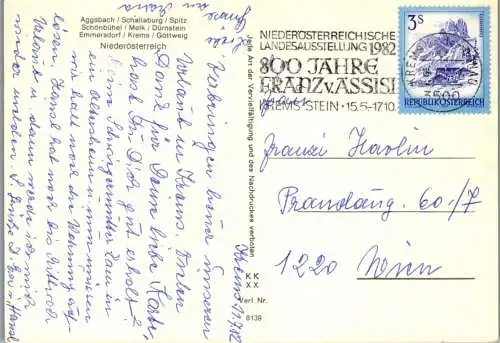 47448 - Niederösterreich - Wachau , Aggsbach , Schallaburg , Spitz , Emmersdorf , Göttweig - gelaufen 1982