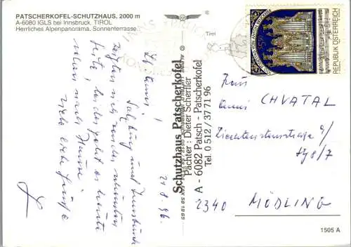 47456 - Tirol - Igls , Patscherkofel Schutzhaus - gelaufen 1996