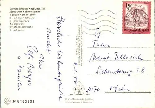 47496 - Tirol - Kitzbühel , Hahnenkamm , Hochbrunn Streiteck , Ehrenbachhöhe , Mehrbildkarte - gelaufen 1977