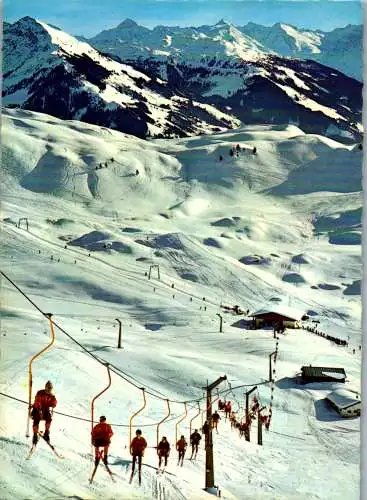 47505 - Tirol - Kitzbühel , Kitzbüheler Horn , Blick vom Hotel Alpenhaus in die Trattalmmulde , Hornköpfl - gelaufen