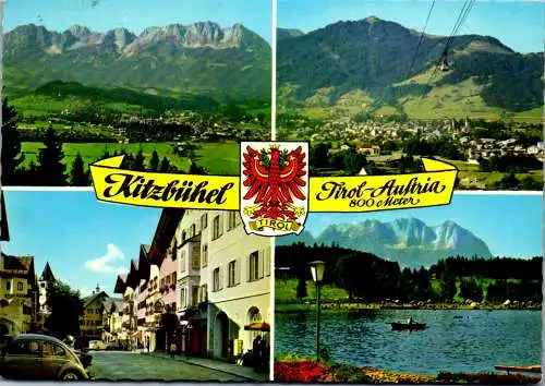 47506 - Tirol - Kitzbühel , geg. Wilden Kaiser , Hornbahn gegen Hahnenkamm , Hauptstrasse , Schwarzsee - gelaufen 1976