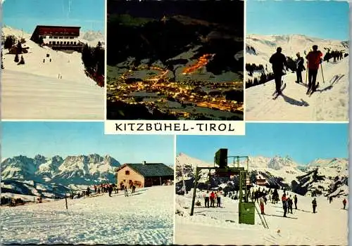 47539 - Tirol - Kitzbühel , Restaurant Hahnenkamm , Steinbergkogellift , Mehrbildkarte - gelaufen 1978
