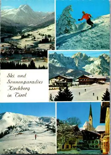 47561 - Tirol - Kirchberg , geg. Rettenstein , Blick v. Hahnenkamm auf Streitecklift , Hotel Hochbrunn - gelaufen 1982