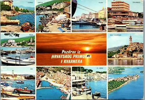 47583 - Kroatien - Lovran , Pozdrav iz Hrvatskog Primorja i Kvarnera , Mehrbildkarte , Rijeka , Krk - gelaufen 1980