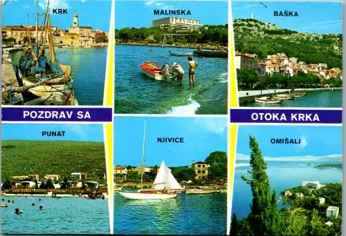47591 - Kroatien - Krk , Pozdrav sa Otoka Krka , Malinska , Njivice , Baska , Omisalj - gelaufen 1984