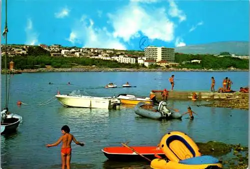 47593 - Kroatien - Krk , Strand , Hotel - gelaufen 1978