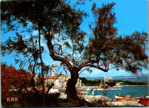 47594 - Kroatien - Krk , Panorama , Baum - gelaufen 1984