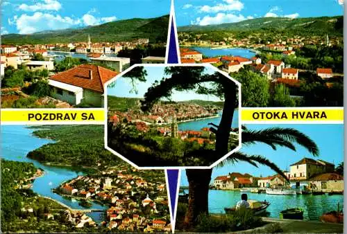 47599 - Kroatien - Hvar , Pozdrav sa Otoka Hvara , Starigrad , Jelsa , Vrboska , Sucuraj - gelaufen 1981
