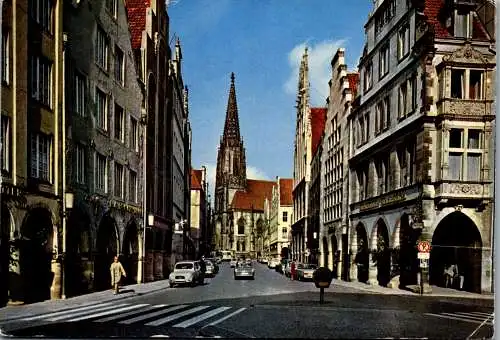47679 - Deutschland - Münster in Westf. , Prinzipalmarkt und Lambertikirche , Auto , Renault - gelaufen 1973