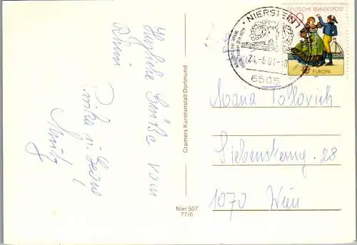 47687 - Deutschland - Nierstein , am Rhein , Weinort , Schwabsburg , Rheinfähre Landskrone - gelaufen 1981