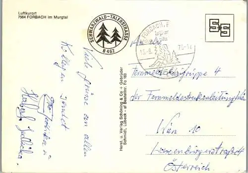 47716 - Deutschland - Forbach , im Murgtal , Kurhaus , Brettfelsen , Schwarzenbachtalsperre - gelaufen 1975