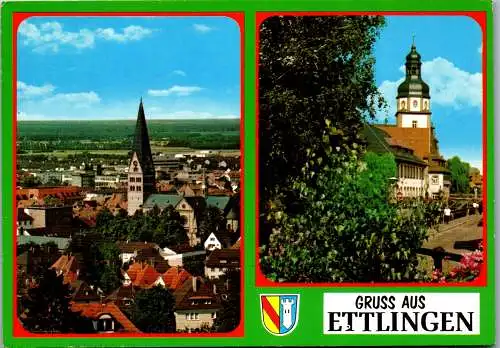 47718 - Deutschland - Ettlingen , Panorama , Mehrbildkarte - gelaufen 1982