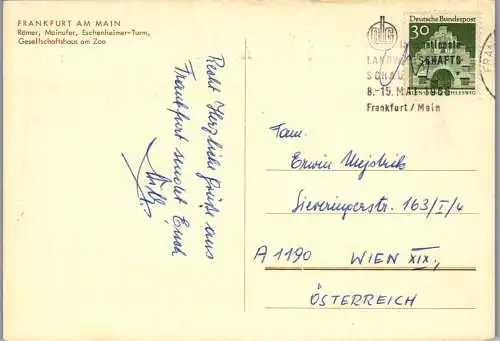 47727 - Deutschland - Frankfurt a. Main , Römer , Mainufer , Eschenweiler Turm , Gesellschaftshaus am Zoo - gel. 1966