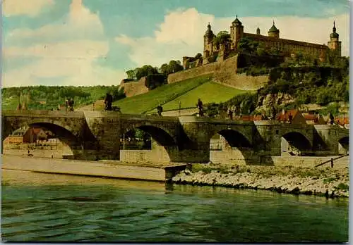 47743 - Deutschland - Würzburg , am Main , Alte Mainbrücke mit Festung Marienberg - gelaufen 1983