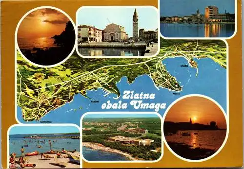 47787 - Kroatien - Umag , Zlatna obala Umaga , Mehrbildkarte - gelaufen 1981