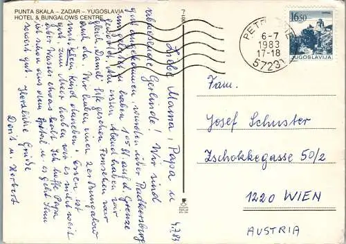 47839 - Kroatien - Zadar , Punta Skala , Hotel u. Bungalow - gelaufen 1983